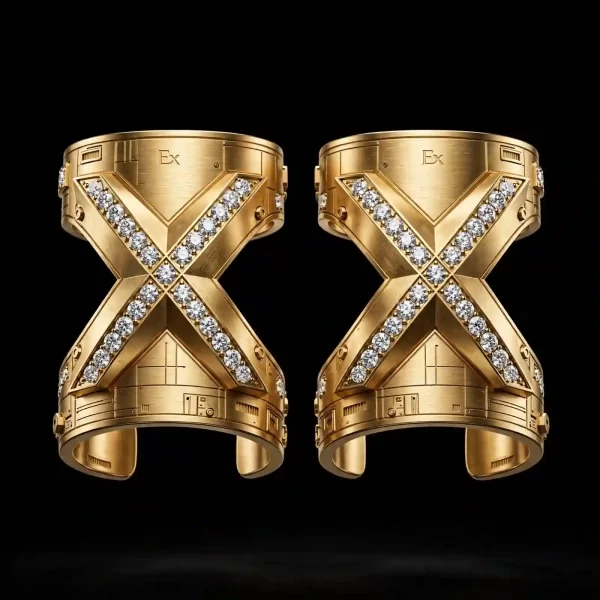 Titan X Gold Diamond Armored Cuff Earrings