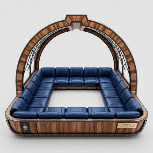 Arch Bridge Atrium Luxury Sofa - Blue Leather 18 Seater U Pavilion