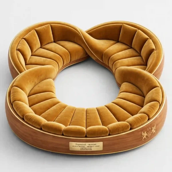 The Golden Maharaja Infinity Loop 8+4+4 Seater Velvet Sofa Set - ExpensiveE Bespoke Limited 01/01