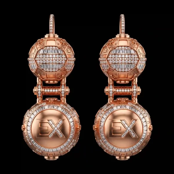 EX Galaxy Orb Rose Gold Diamond Planet Earrings