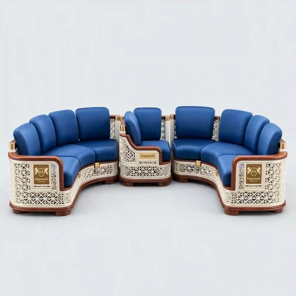 Azure Lattice Majlis 7+1 Curved Luxury Sofa