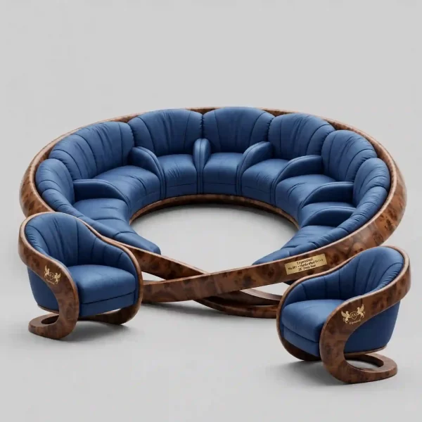 Infinity Loop Burl Wood 8 Seater Circular Sofa