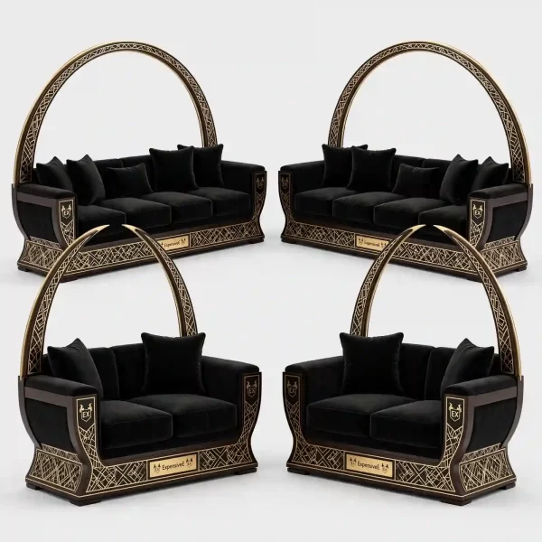 Halo Eclipse 4+4+2+2 Black Velvet Arch Sofa