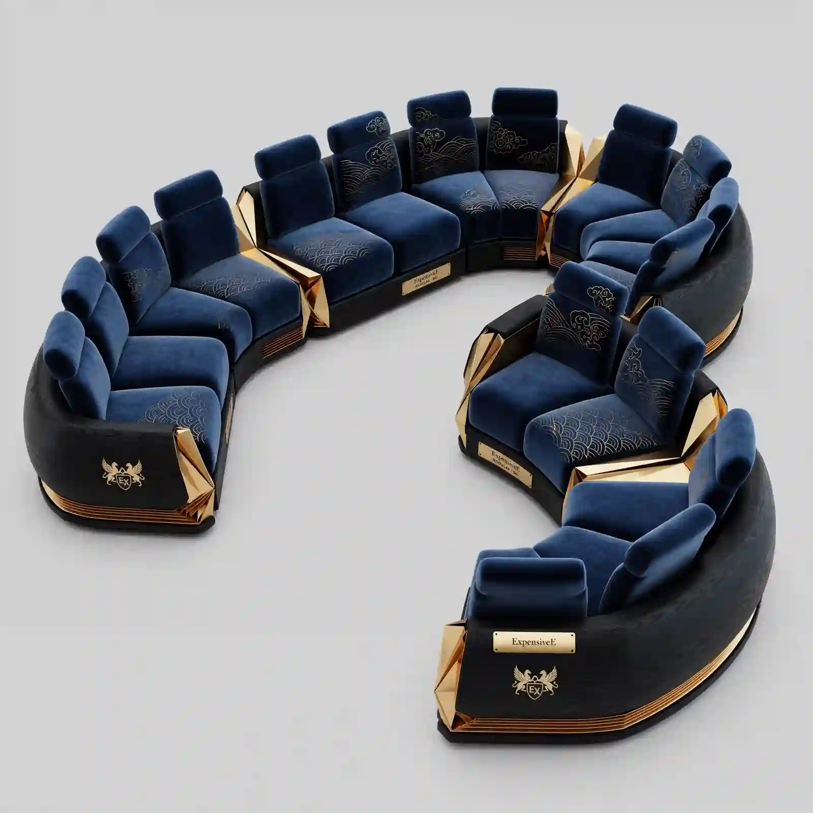 S-Curve Serpent 16 Seater Sapphire Wave Sofa