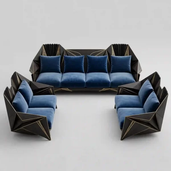 Origami Noir 4+2+2 Geometric Luxury Sofa Set
