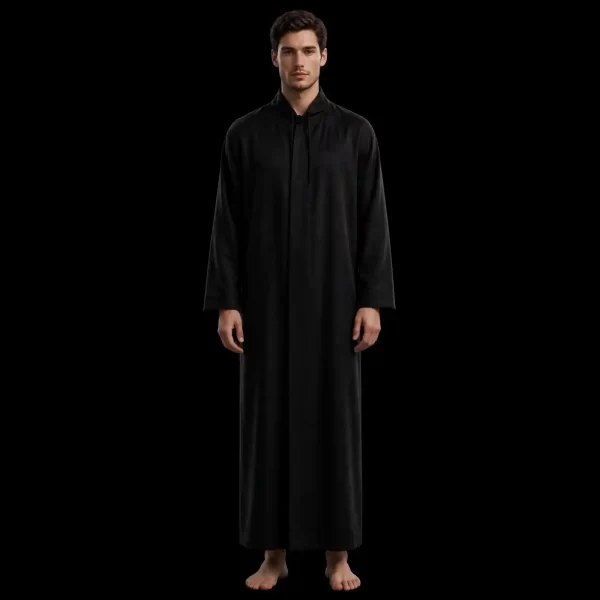 Men's Black Hooded Kaftan Dress Thobe