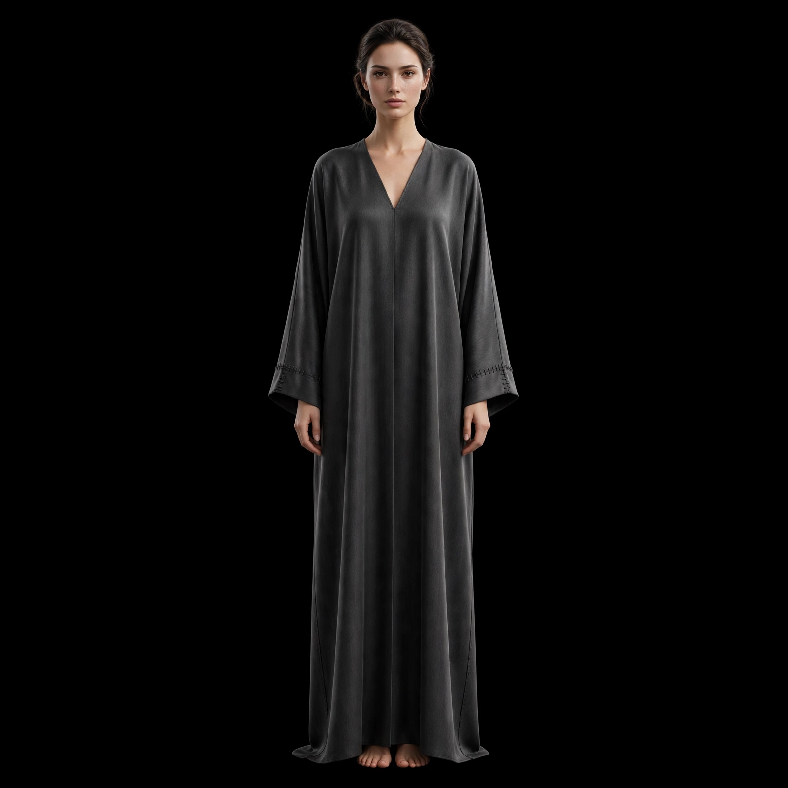 Charcoal Grey V Neck Kaftan Dress Unisex