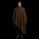 mens espresso brown asymmetric poncho cape diagonal drape set