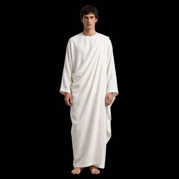 mens ivory white draped toga thobe gown greek statue party set
