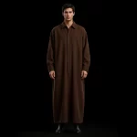 Chocolate Brown Oversized Shirt Thobe - Minimal Long Pocket Edition Mens Luxury Party Wear