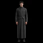 Men's Grey Origami Belted Kaftan Robe