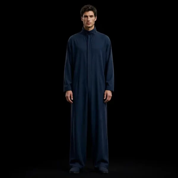 mens navy blue drawstring jumpsuit wide leg party set zen