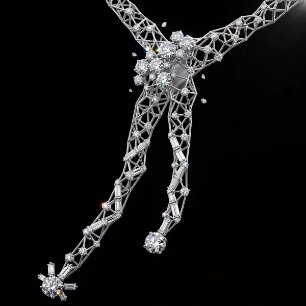 The EX Palm Feather Scale Baguette Diamond Platinum Lariat Y Necklace - ExpensiveE Palm Scale Collection 01/01