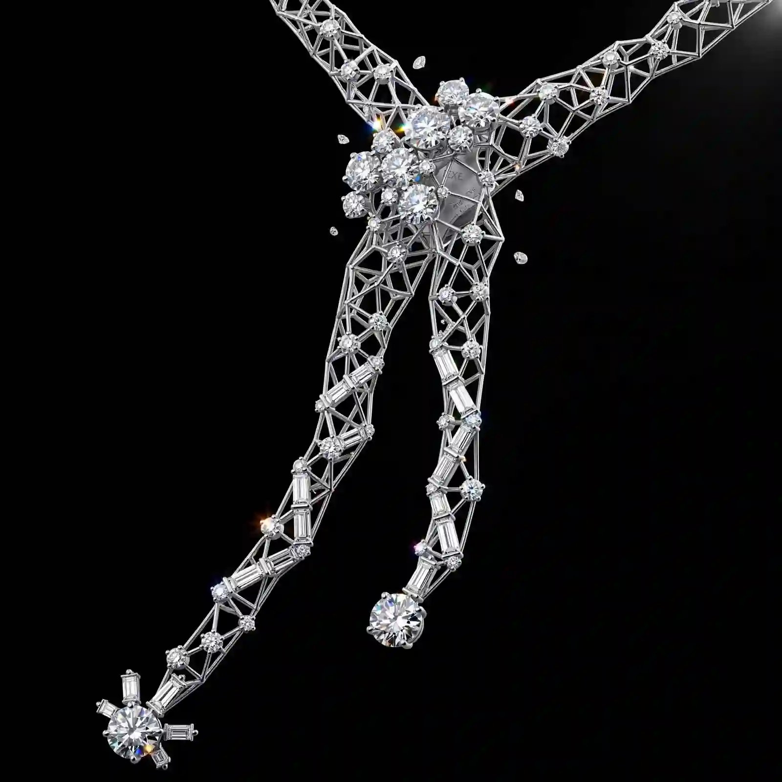 The EX Palm Feather Scale Baguette Diamond Platinum Lariat Y Necklace - ExpensiveE Palm Scale Collection 01/01