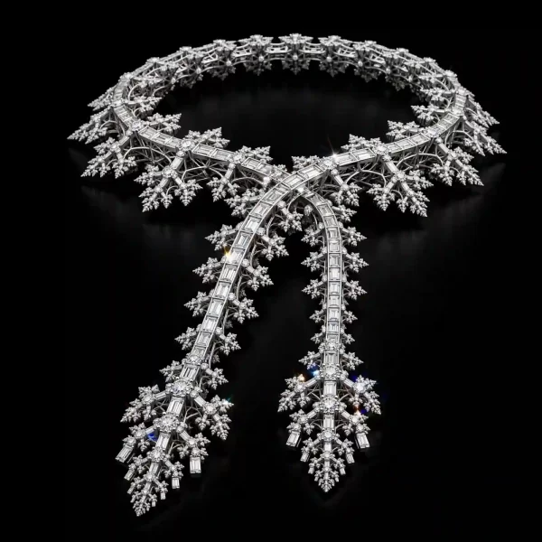 The EXE Fractal Frost Baguette Diamond Platinum Y Lariat Necklace - ExpensiveE Frost Baguette Collection 01/01
