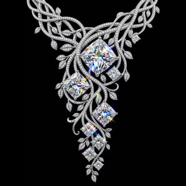 The EXE Enchanted Vine Diamond Princess Cascade Waterfall Y Necklace - ExpensiveE Vine Princess Collection 01/01