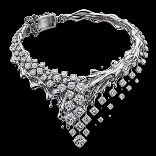 Mercury Splash Princess Cut Floating Diamond Necklace