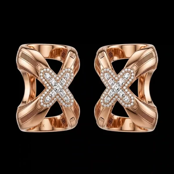 Hyperloop X Rose Gold Princess Diamond Cuff Earrings