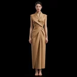 ExpensiveE  Forest Green Thistle V-Neck Velvet MermaidGown With Sheer Sleeves