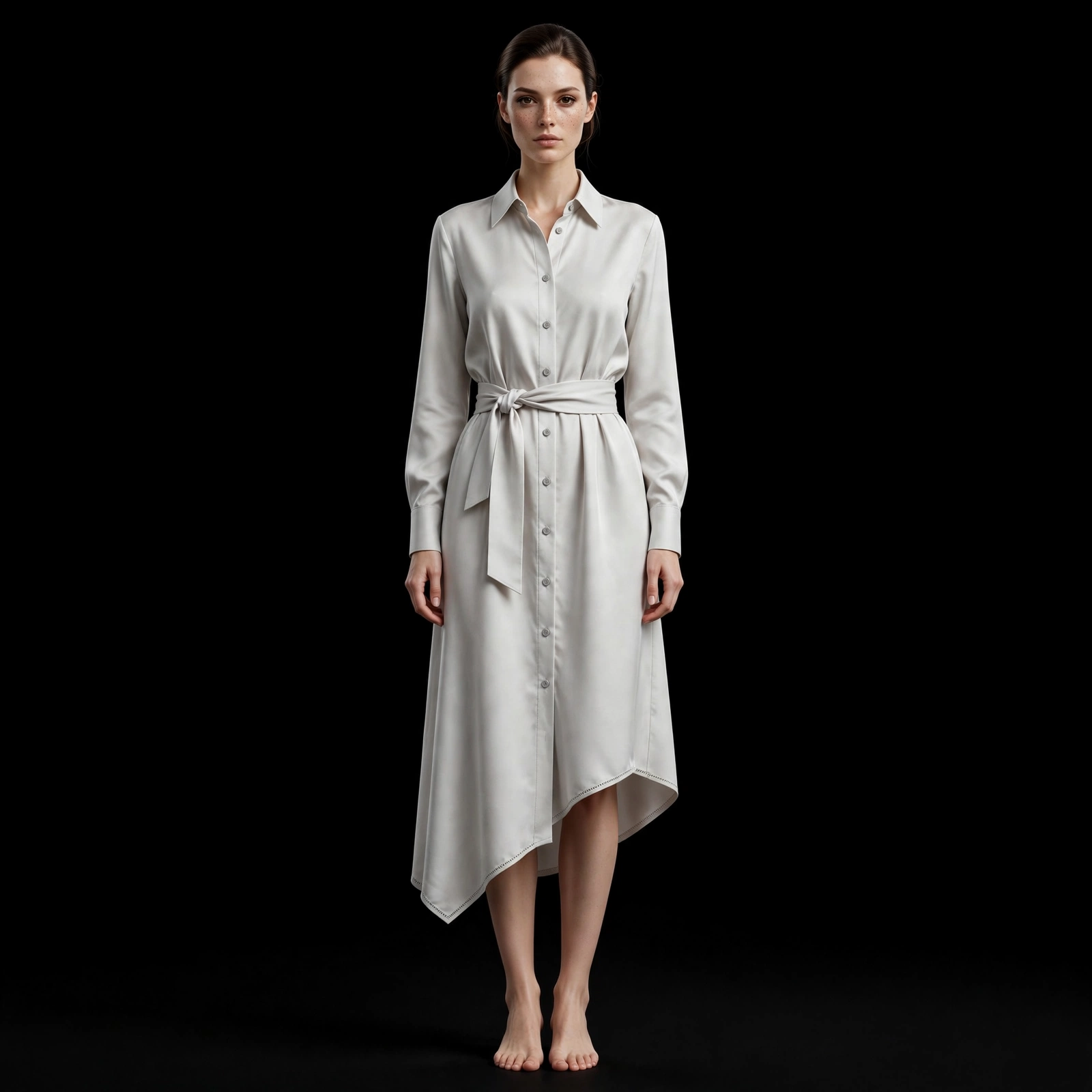 ExpensiveE Ivory Cream Draped Cowl Neck Slip Maxi Dress - Wool Blend Minimalist