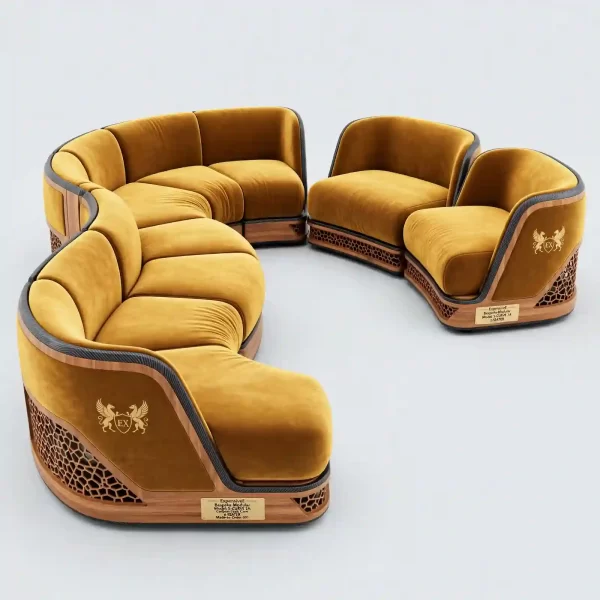 S-Curve Saffron Gold Modular Luxury Sofa