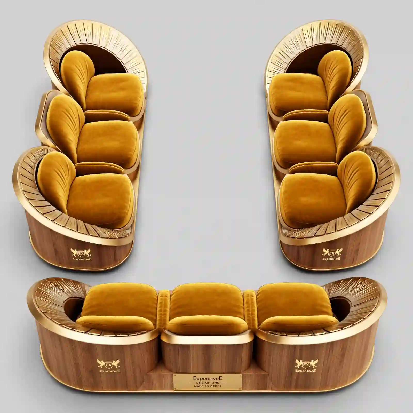 Seashell Cocoon Luxury Sofa - 5 Seater Curved Boucle