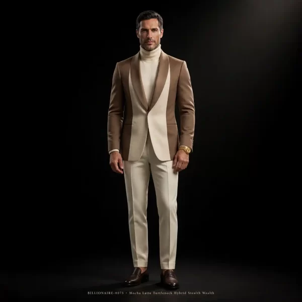 Mens Mocha Two Tone Tuxedo Turtleneck Hybrid