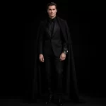 Mens All Black Cape Tuxedo Bow Tie
