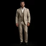 CHAMPAGNE GLITTER PEAK TUXEDO - Beige Gold Sparkle Double Lapel Piping Suit Set - Buy champagne beige gold glitter Tuxedo Online