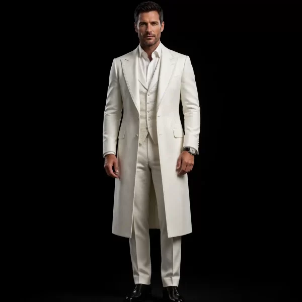 ivory white frock coat tuxedo all white embroidered long tail