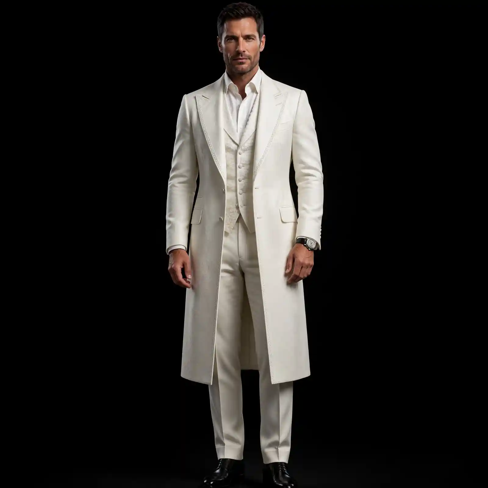 ivory white frock coat tuxedo all white embroidered long tail