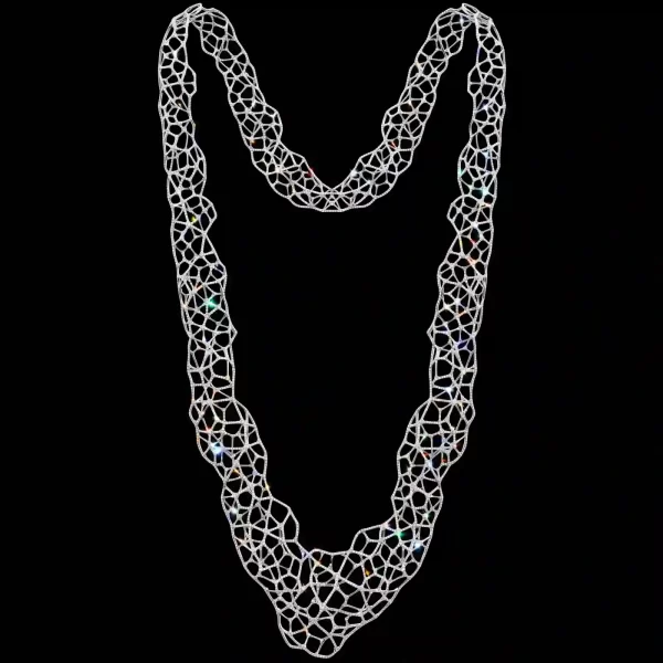 Voronoi Organic Diamond Necklace - Platinum Voronoi Lattice Long Necklace 2-in-1