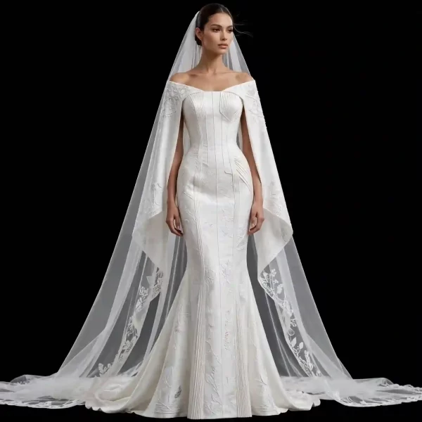 ExpensiveE  ExpensiveE  Crimson Red Lattice Woven Cape Ball Gown Wedding Dress with Braided Open Back and Cathedral Veil - ExpensiveE Edition