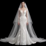 ExpensiveE Ikat Feather Plunge Mermaid CoutureGown