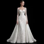 Topographic Contour ExpensiveE Lace Sleeve Mermaid